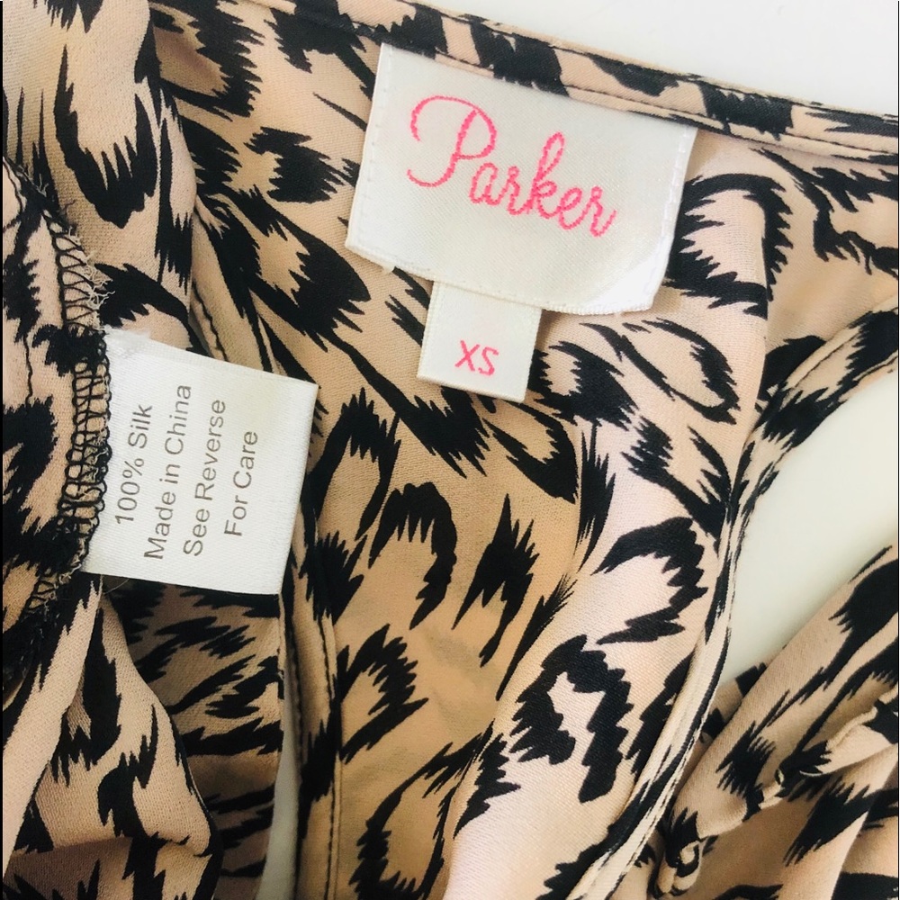 PARKER Silk Wrap Racer Back Ruffle Animal Print - Picture 5 of 6